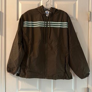 Adidas brown rain hooded jacket (M).